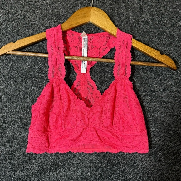 Free People Hot Pink Lace Bralette, Womens Small - Picture 1 of 5